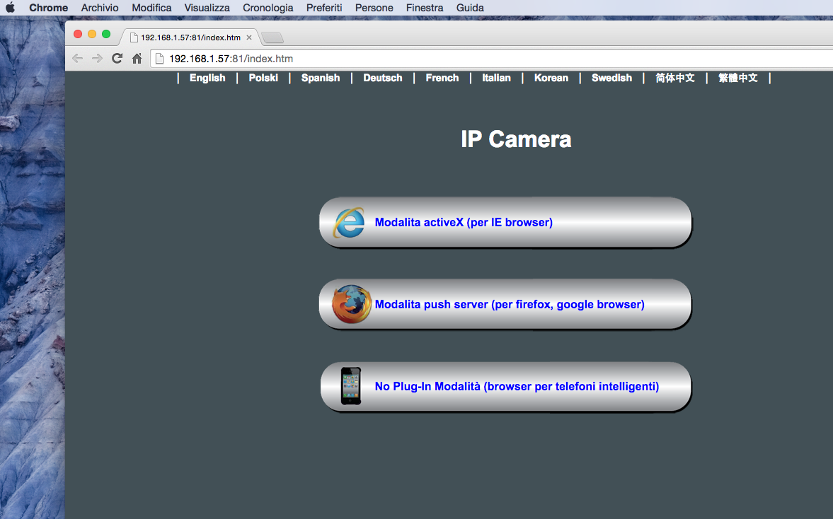 configurazione ip camera